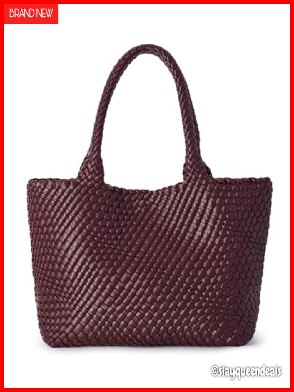 Woven Vegan Leather Tote Bag Women Large Shoulder Handbag